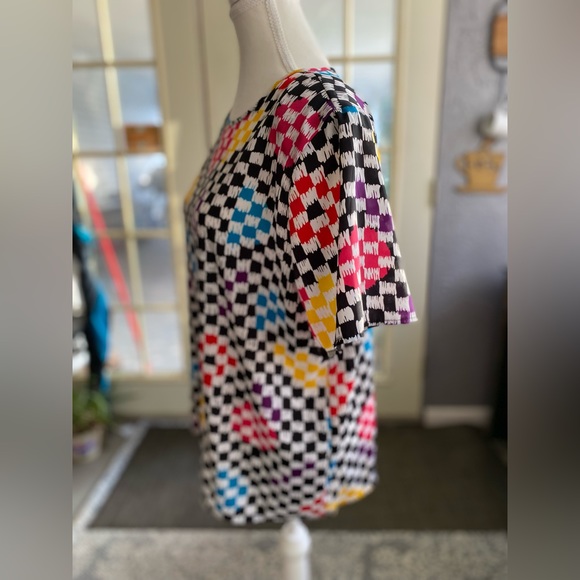 Vintage Bobbie Brooks checkered short sleeve blouse button back size large - Picture 2 of 8